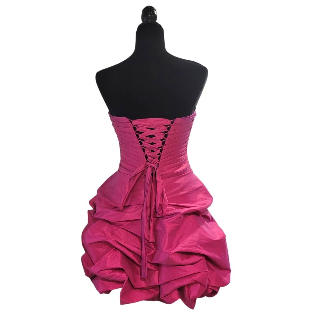 Fiesta Party Bombshell Pleated Draped Corset Pink Purple Taffeta Dress size S - Picture 3 of 10